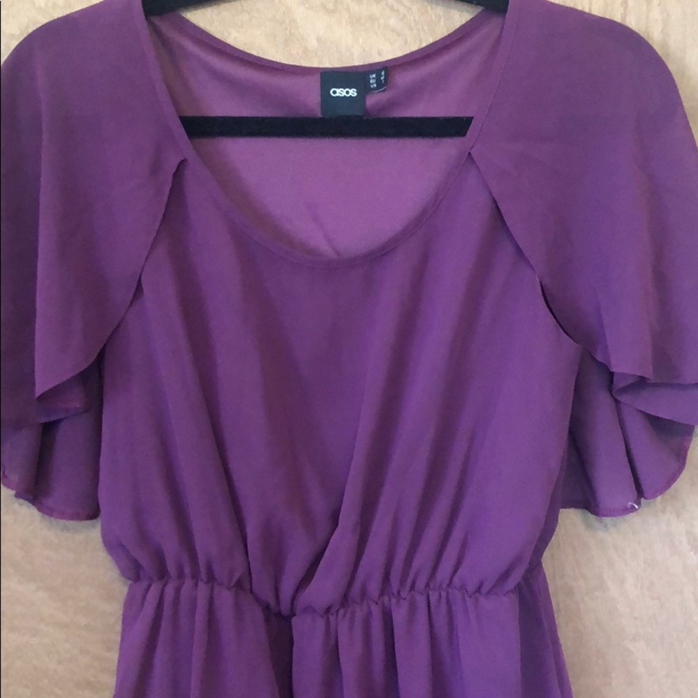 ASOS Cape Back Dress in Plum - Picture 2 of 5